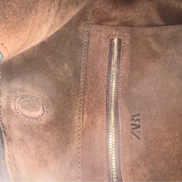 Zara Brown Suede Shoulder Bag - Picture 3 of 5
